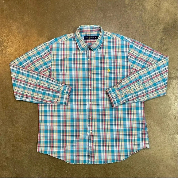 Vintage Polo Ralph Lauren Mens XL Button Down Plaid Shirt - Picture 2 of 10